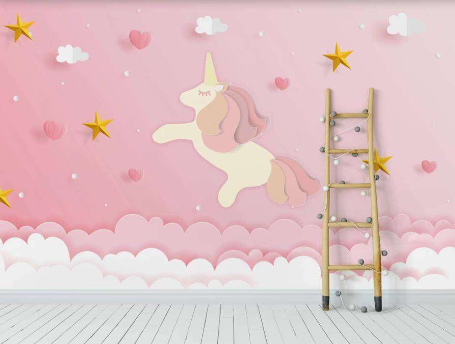 Фотообои в интерьере единорог 3д  15-355 фото