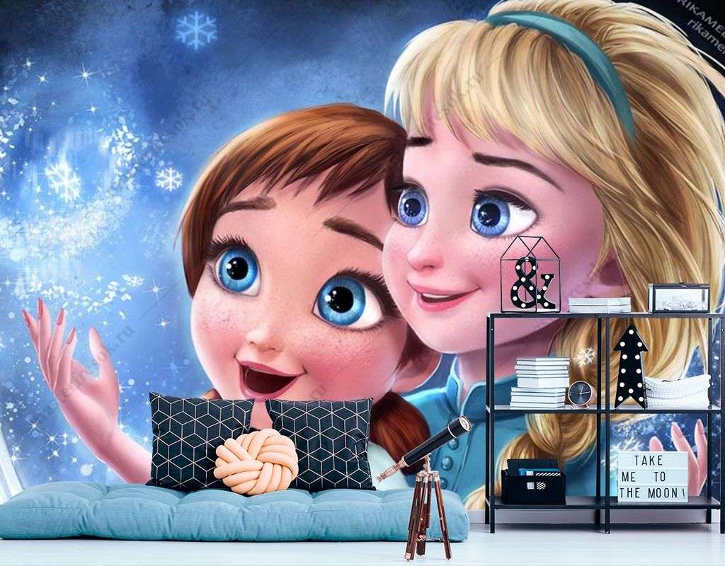 Фотообои в интерьере эльза и анна - холодное сердце  12-1368 фото