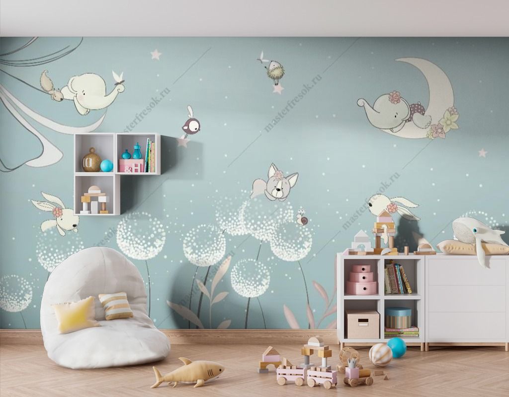 Фотообои Одуванчики на голубом фоне  14-531