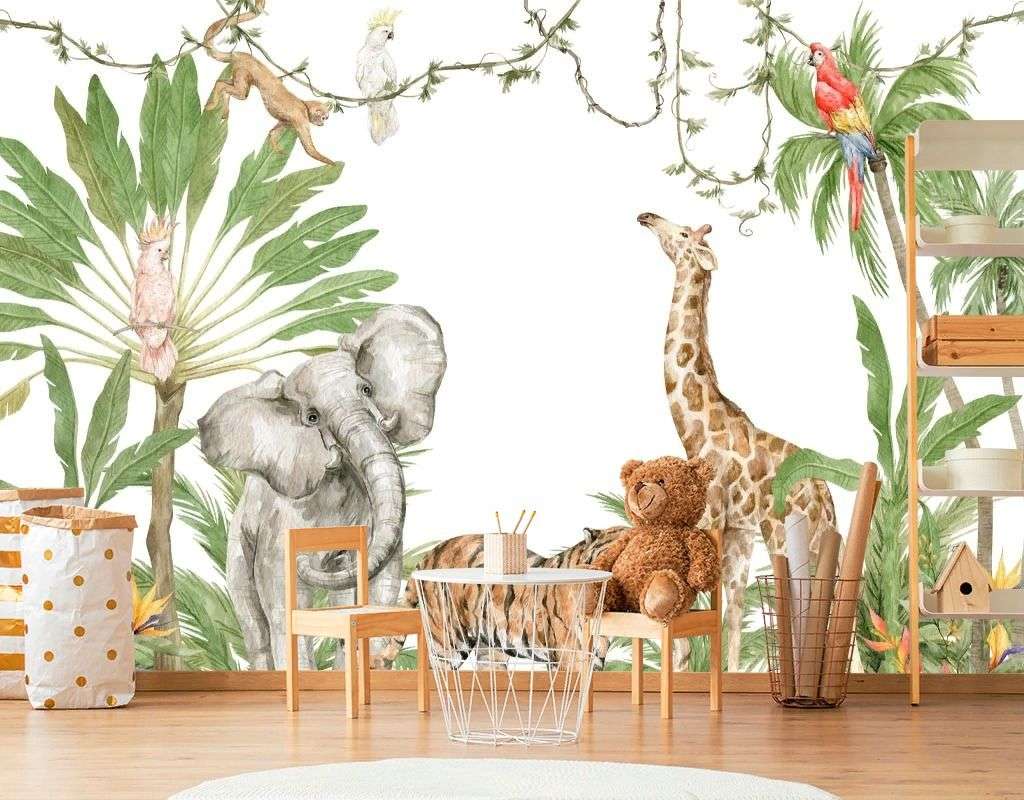 Фотообои в интерьере тропические животные для детей  12-1659 фото