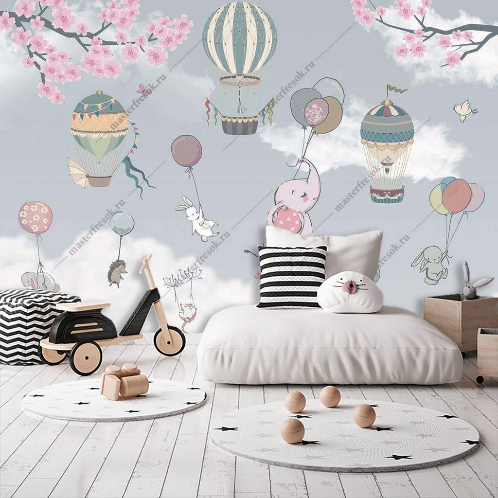 Фотообои Животные на воздушном шаре  14-052