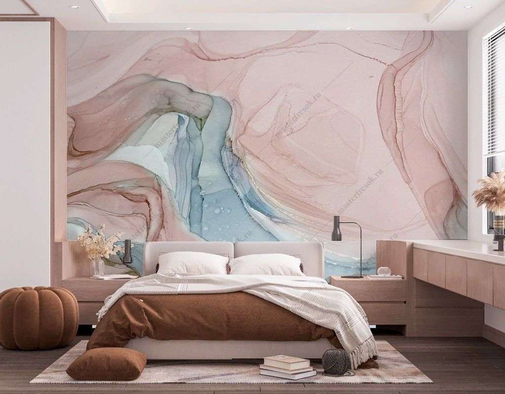 Фотообои в интерьере в спальню абстрактный дизайн  9-1840 фото