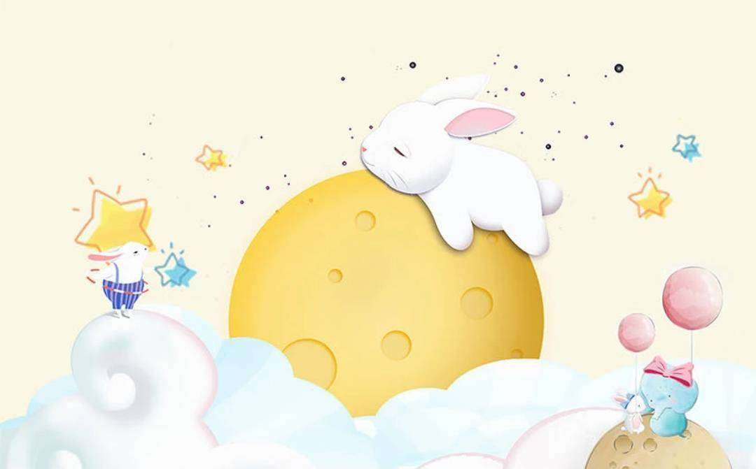 Фотообои в интерьере кролик на луне  15-307 фото