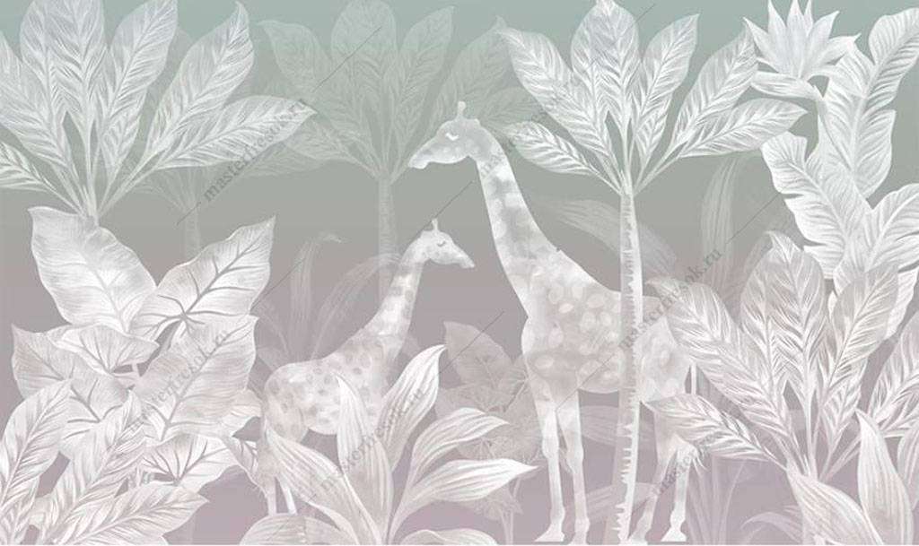 Фотообои в интерьере белые жирафы  16-119 фото