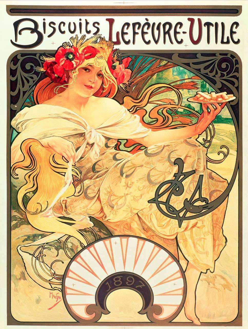 Фотообои в интерьере альфонс мариа муха - реклама бисквитов - печенье лефевр утиль  8-216 фото