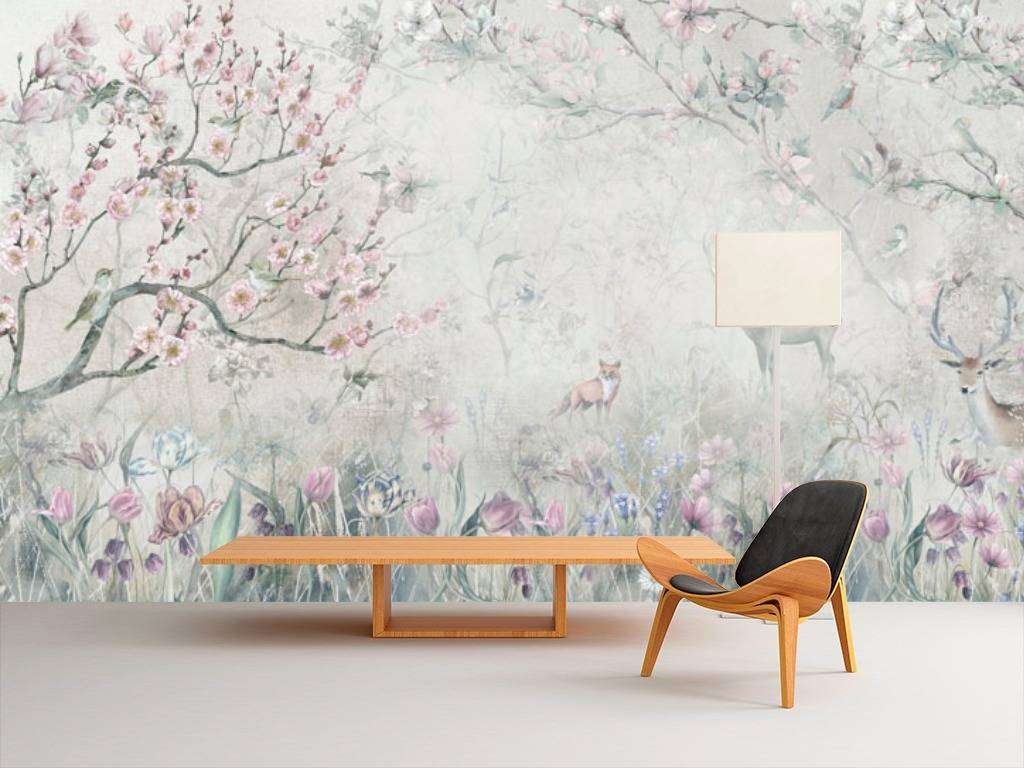 Фотообои в интерьере цветущая поляна  13-060 фото