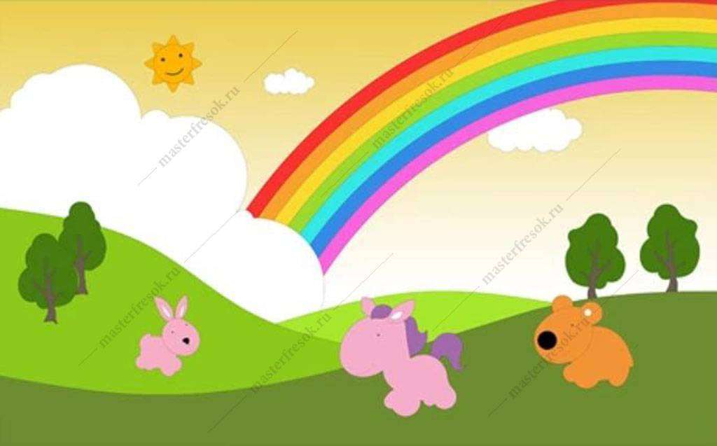 Фотообои в интерьере радуга  16-098 фото