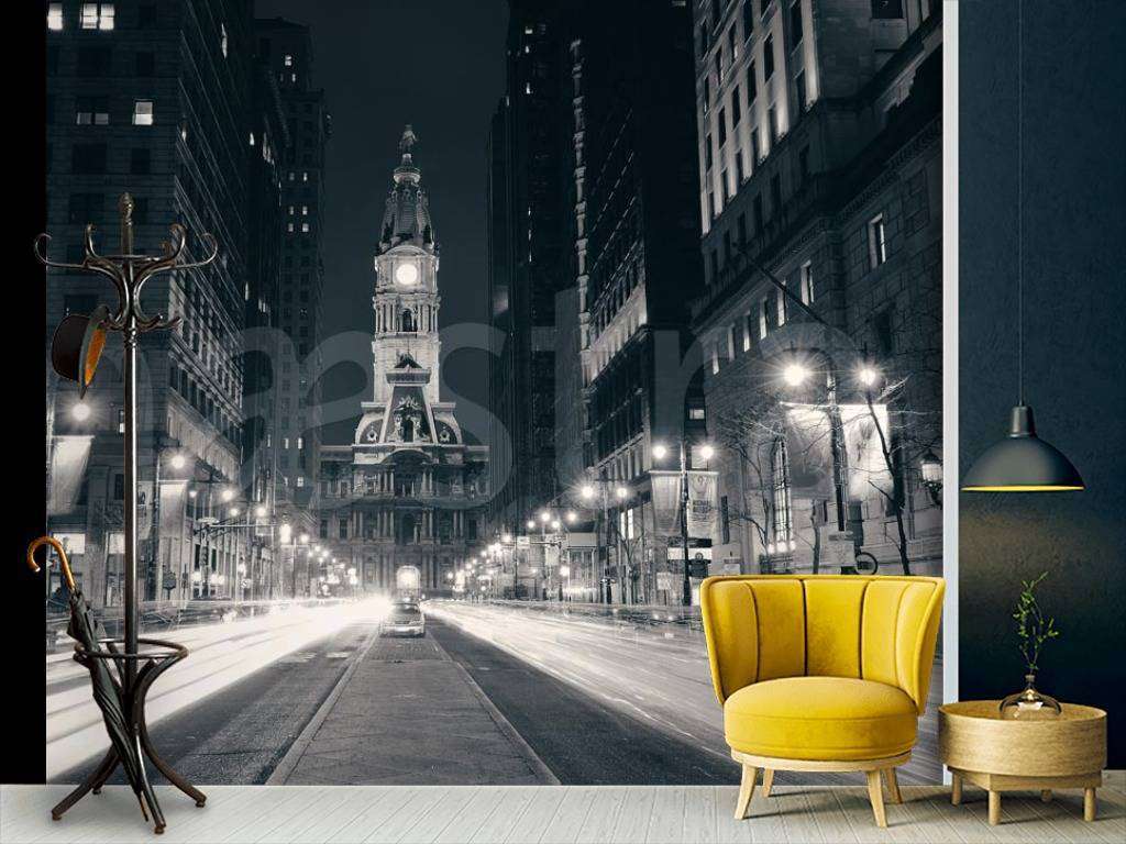 Фотообои Черно белая улица Нью Йорка  9-839