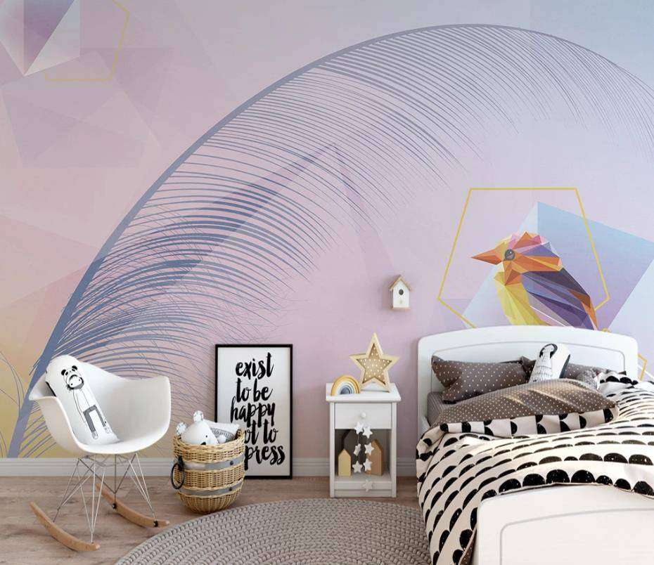 Фотообои в интерьере фиолетовое перо  15-362 фото