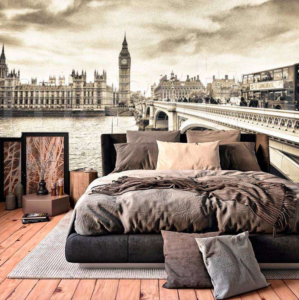 Фотообои Черно белая панорама Лондона  9-505