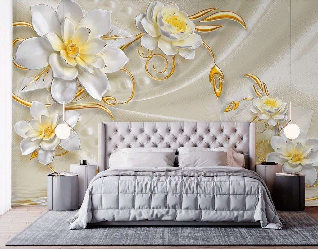 Фотообои в интерьере жемчужные лебеди  9-1737 фото