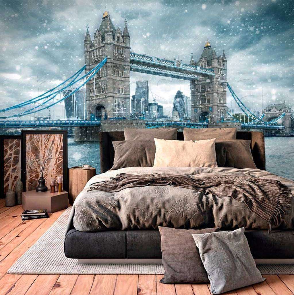 Фотообои в интерьере зимний пейзаж лондона  9-536 фото