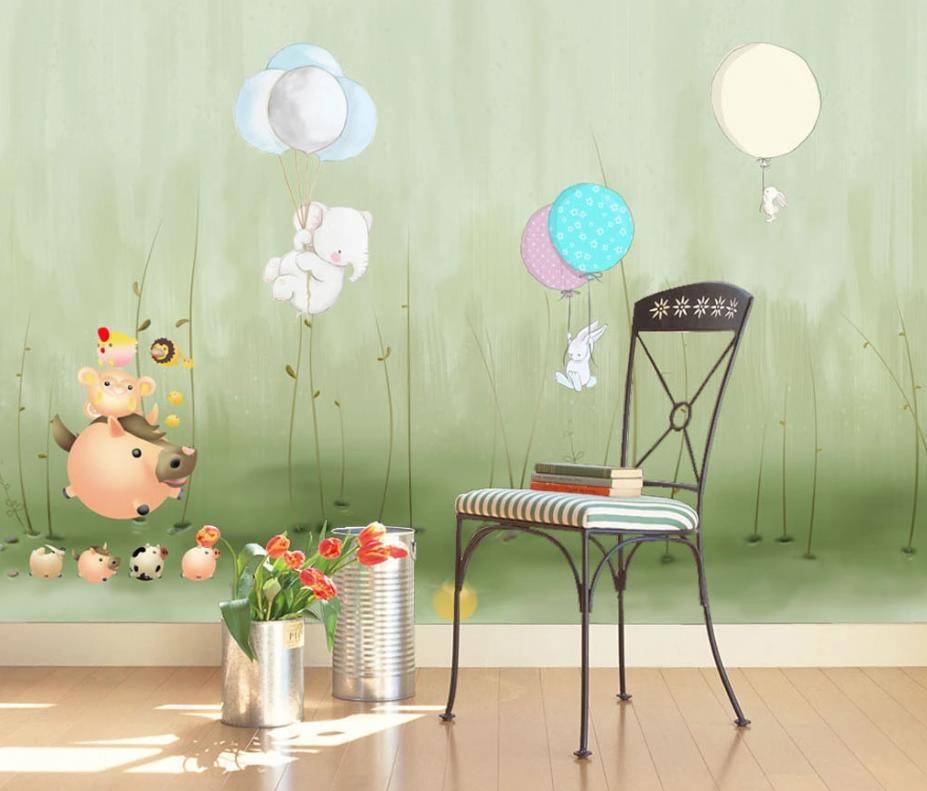 Фотообои Зеленый лес с кроликами  15-299