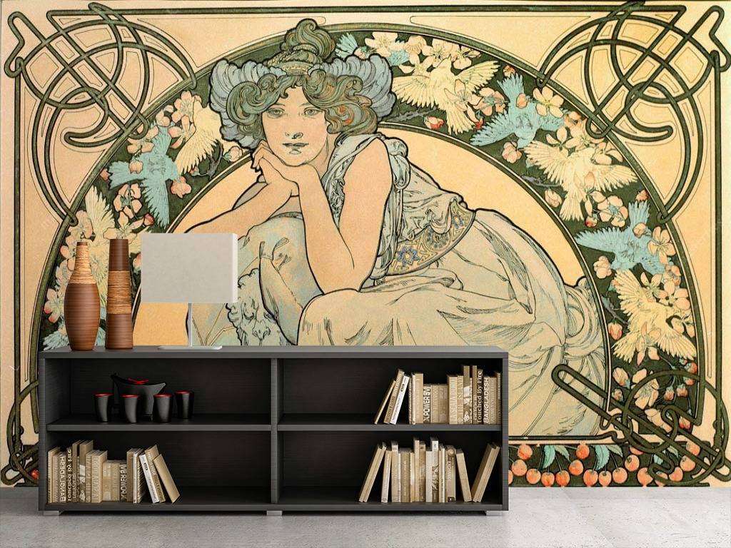 Фотообои в интерьере альфонс мариа муха – цветущее вишневое дерево- на обложке календаря  8-169 фото