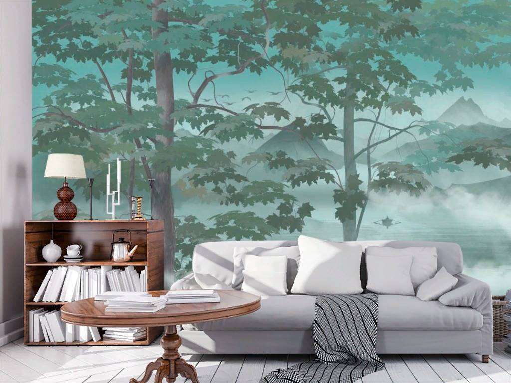 Фотообои в интерьере пейзаж туман и горы  13-289 фото