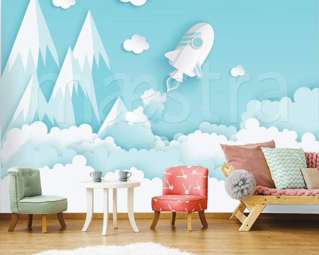 Фотообои Ракета взлетает над горами  12-372