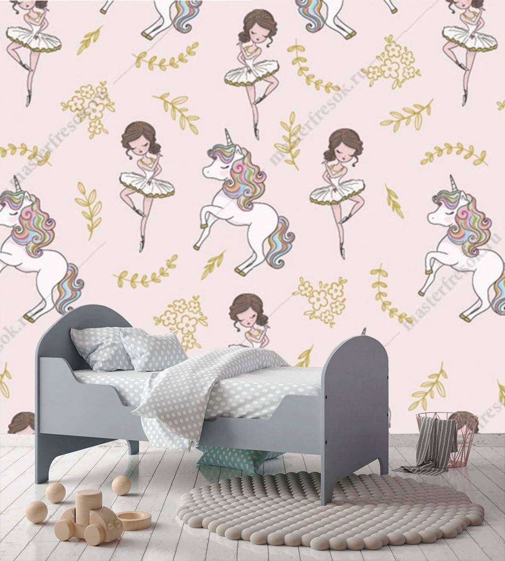 Фотообои в интерьере балерины и единороги  12-674 фото