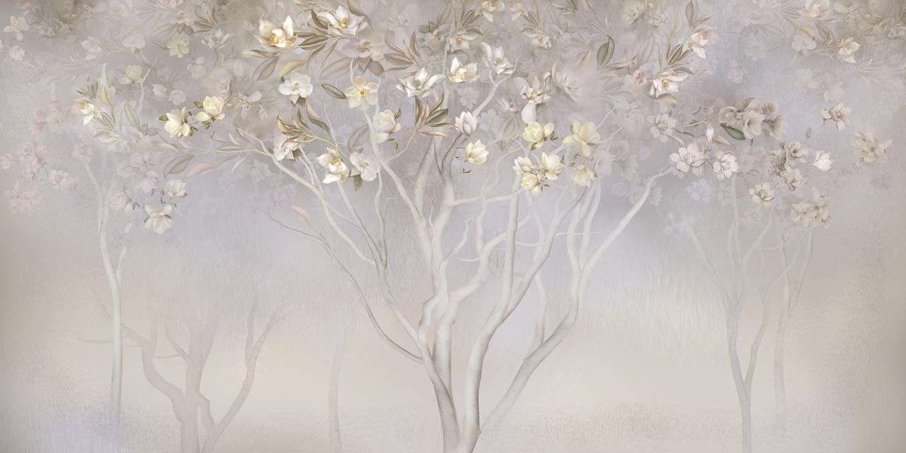 Фотообои в интерьере цветущее дерево в саду  13-464 фото