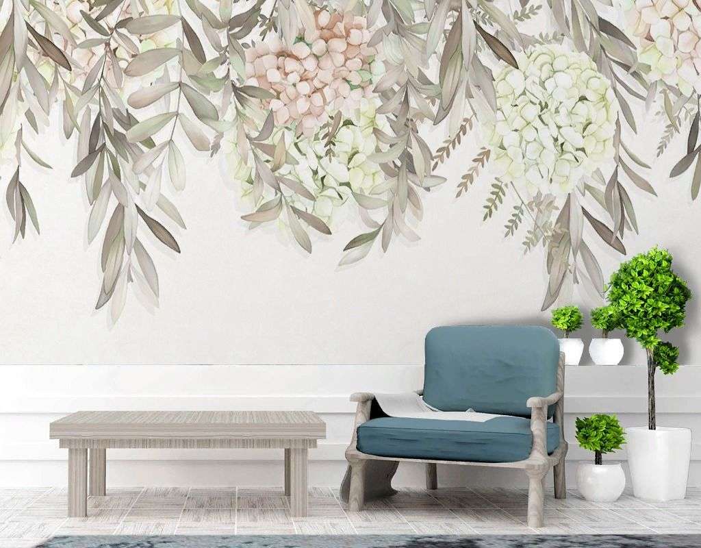 Фотообои в интерьере цветы свисающие  9-1992 фото