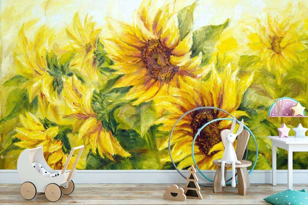 Фотообои Бесшовные обои на стену:  Подсолнухи. Артикул: 9-119  