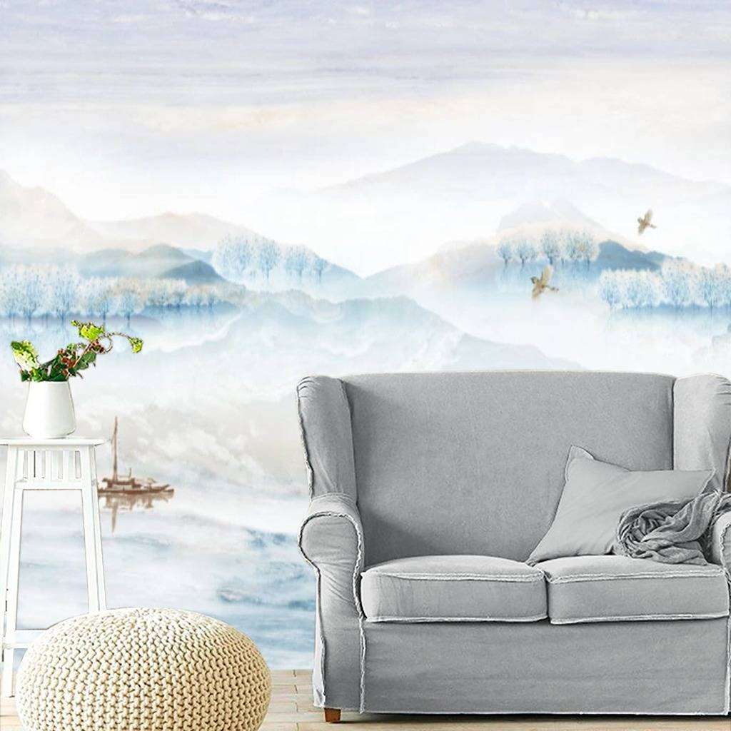 Фотообои в интерьере туман на озере  15-670 фото