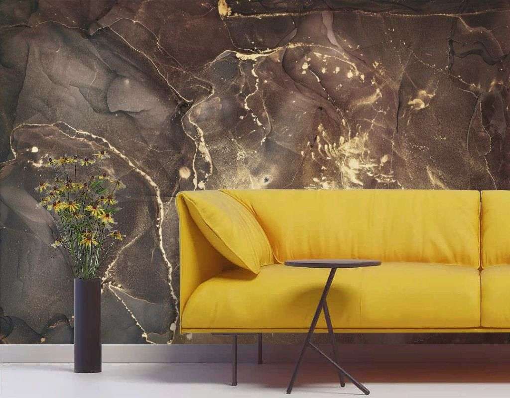 Фотообои в интерьере мрамор темное золото  9-2053 фото