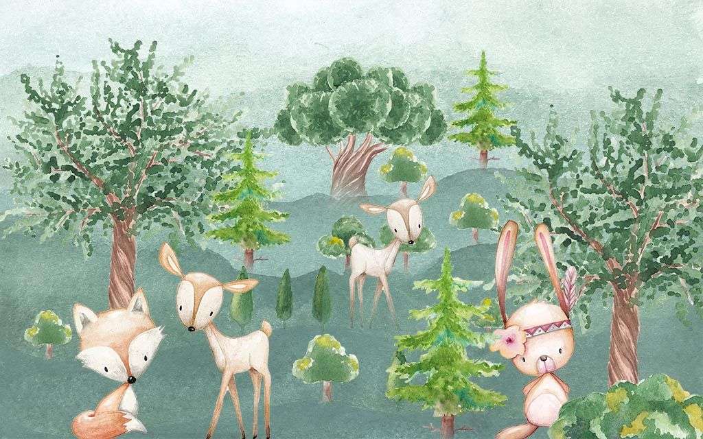 Фотообои в интерьере лес и звери  12-871 фото