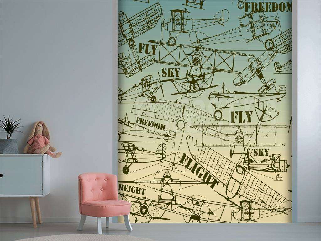 Фотообои в интерьере домики графика  12-434 фото