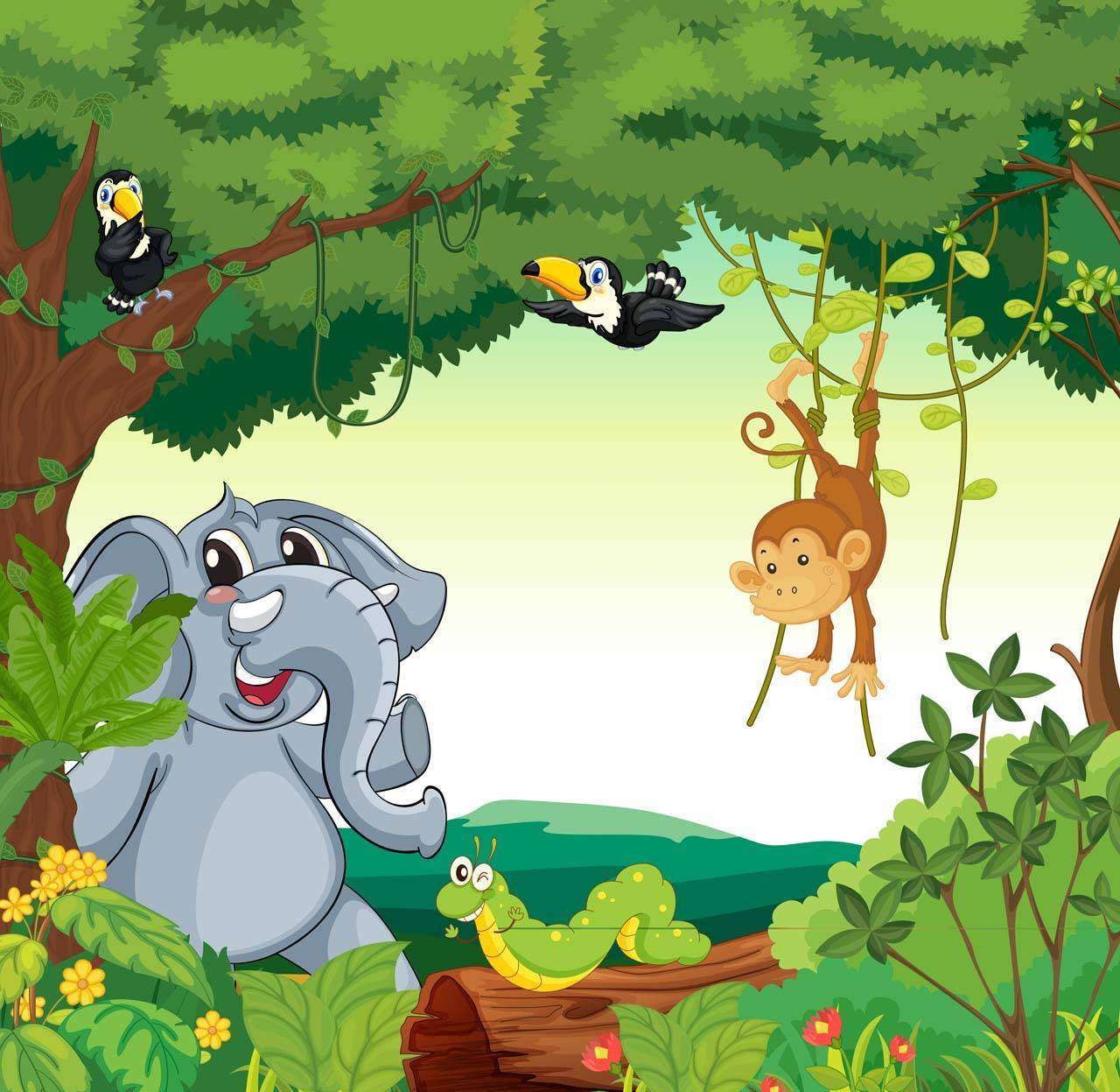 Фотообои в интерьере поляна с сказочными животными  12-098 фото