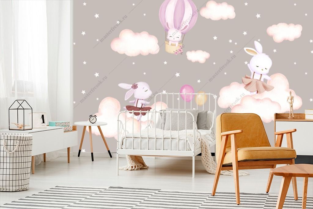 Фотообои Зайки на облачках  14-310