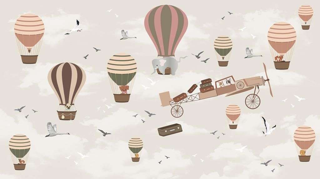 Фотообои в интерьере воздушный шар в полете  12-947 фото