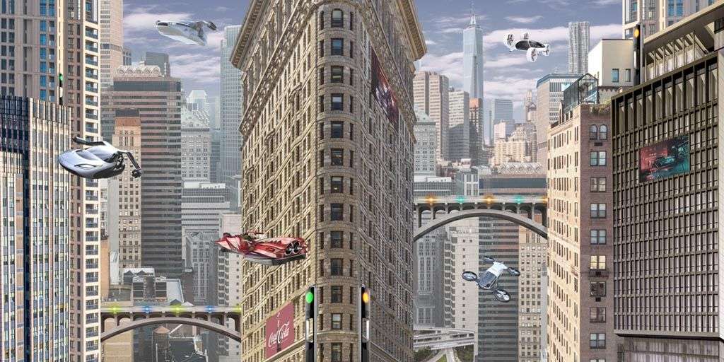 Фотообои в интерьере город будущего  12-900 фото