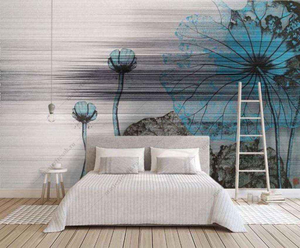 Фотообои в интерьере голубые орхидеи  15-926 фото