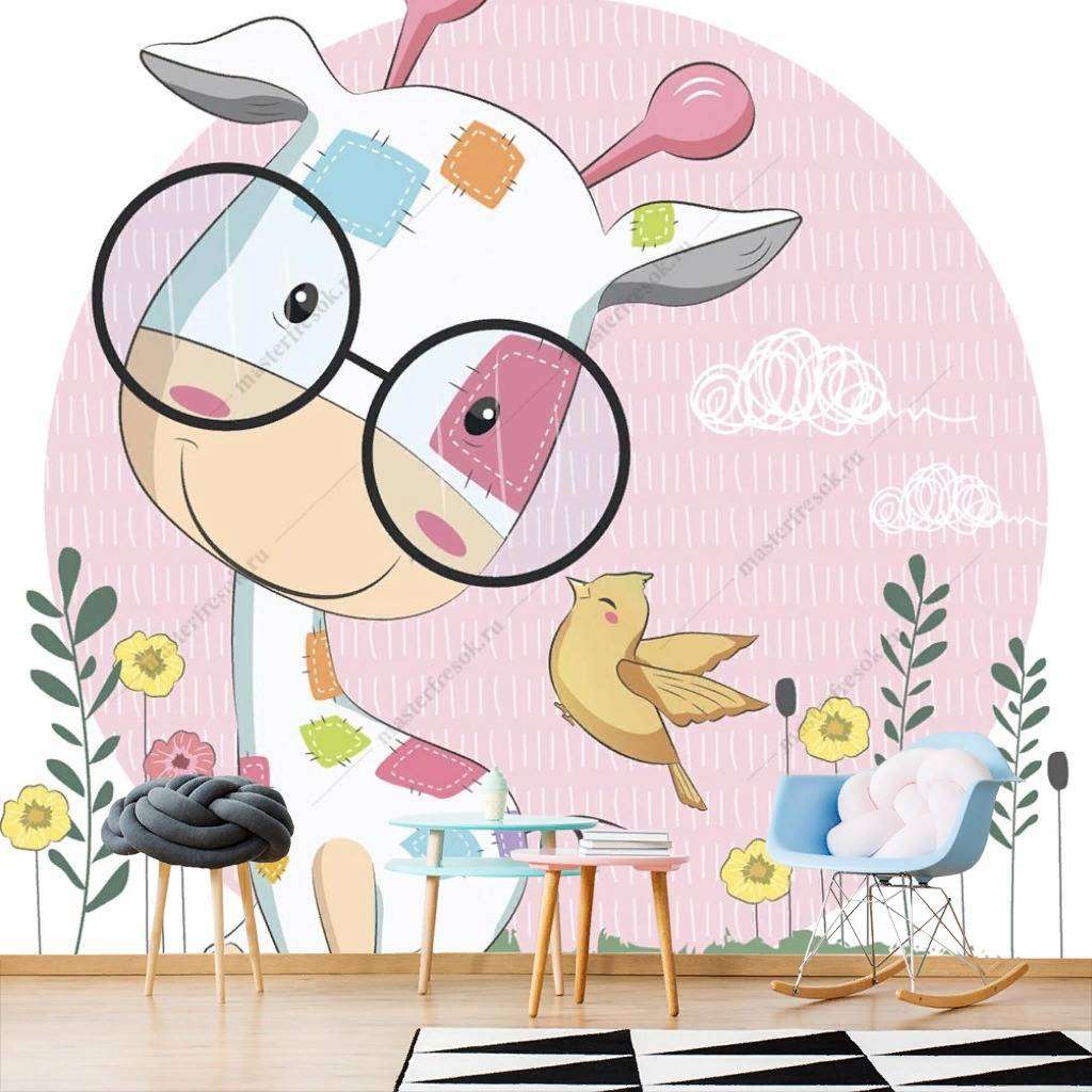 Фотообои в интерьере жираф малыш  12-466 фото