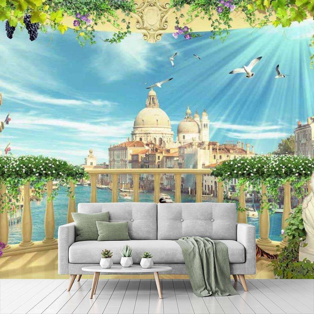Фотообои в интерьере балкон с видом на венецию  17-0032 фото