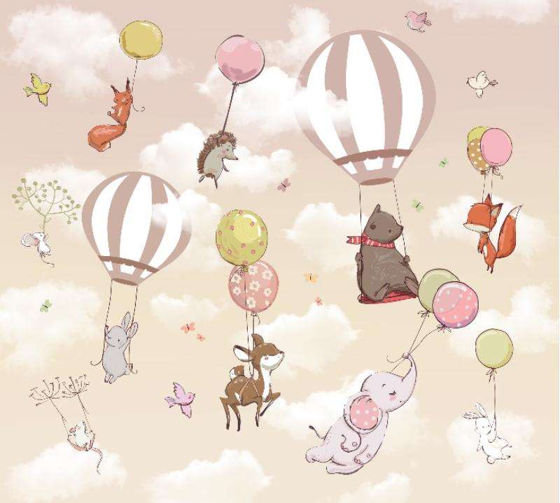 Фотообои в интерьере полёт зверушек  14-493 фото