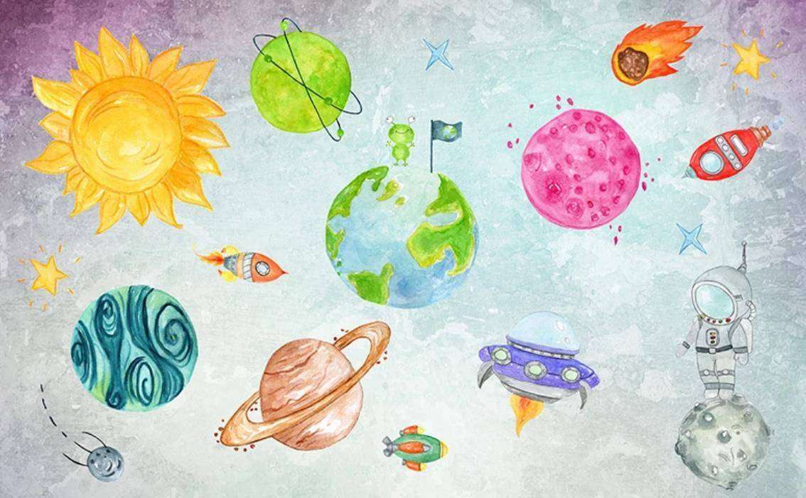 Фотообои в интерьере космос для детей  15-323 фото