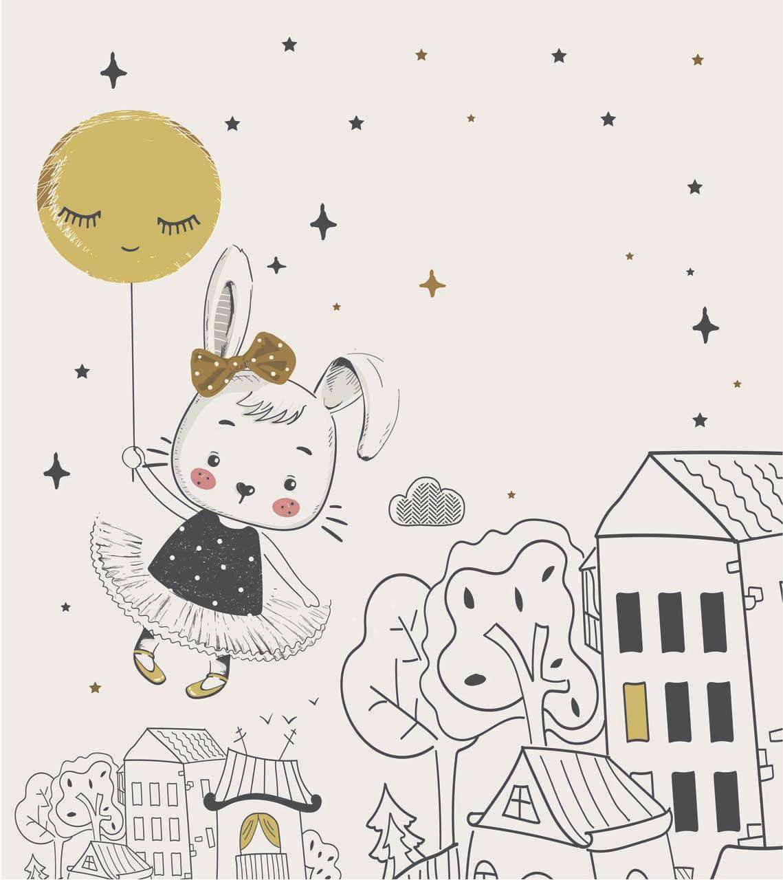 Фотообои в интерьере зайка на воздушном шаре  12-432 фото