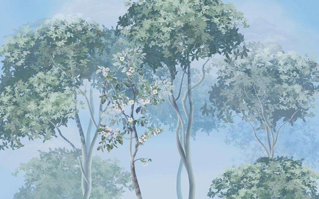 Фотообои в интерьере лес изумрудный  13-238 фото