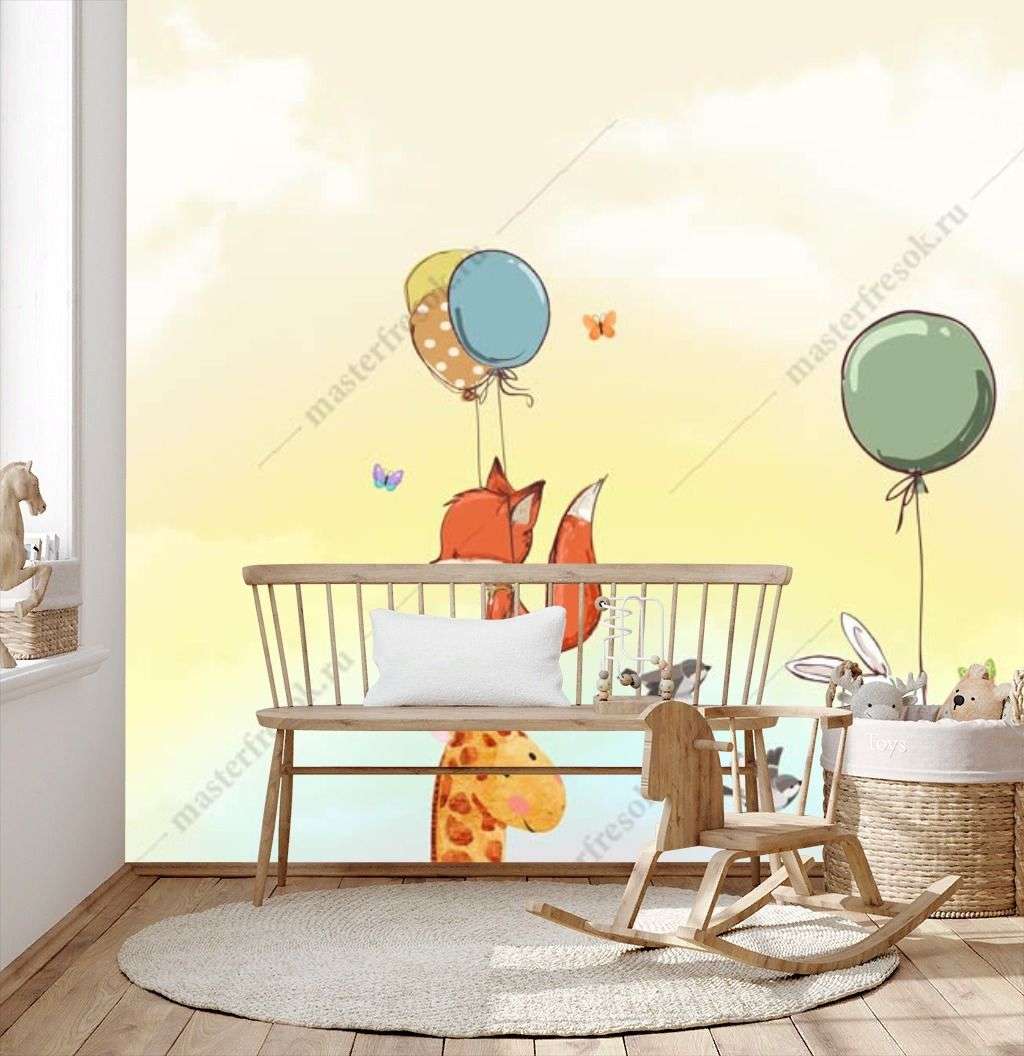 Фотообои в интерьере мультяшные животные  14-262 фото