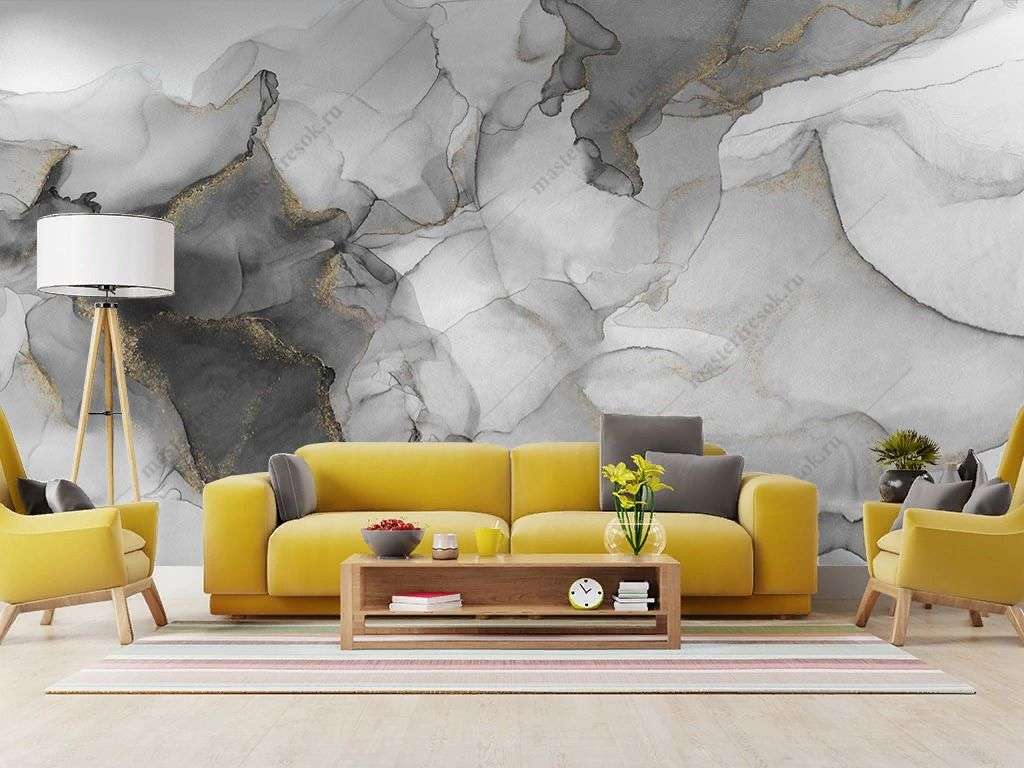 Фотообои в интерьере мрамор серый  9-1885 фото