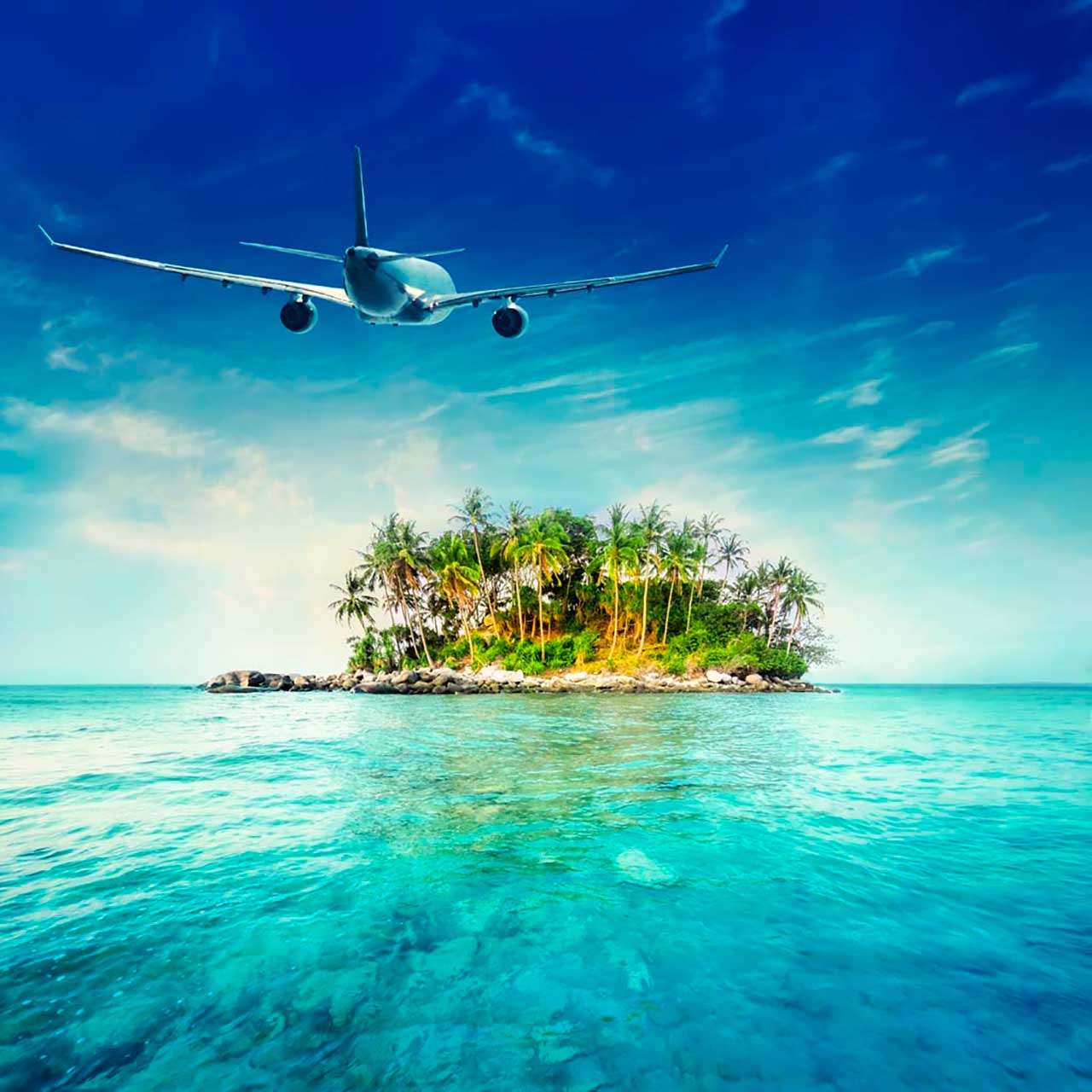 Фотообои в интерьере остров и самолет  9-205 фото