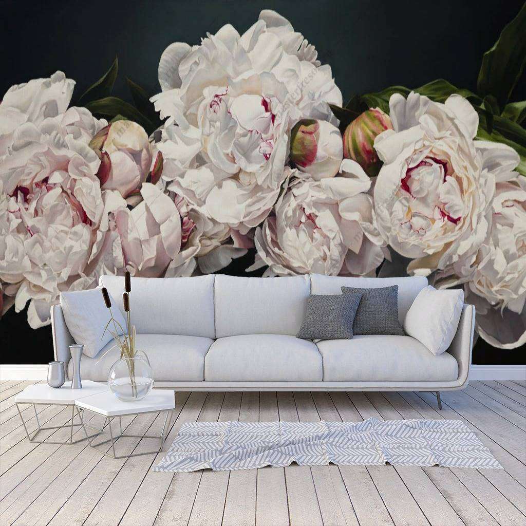 Фотообои в интерьере пионы  16-104 фото