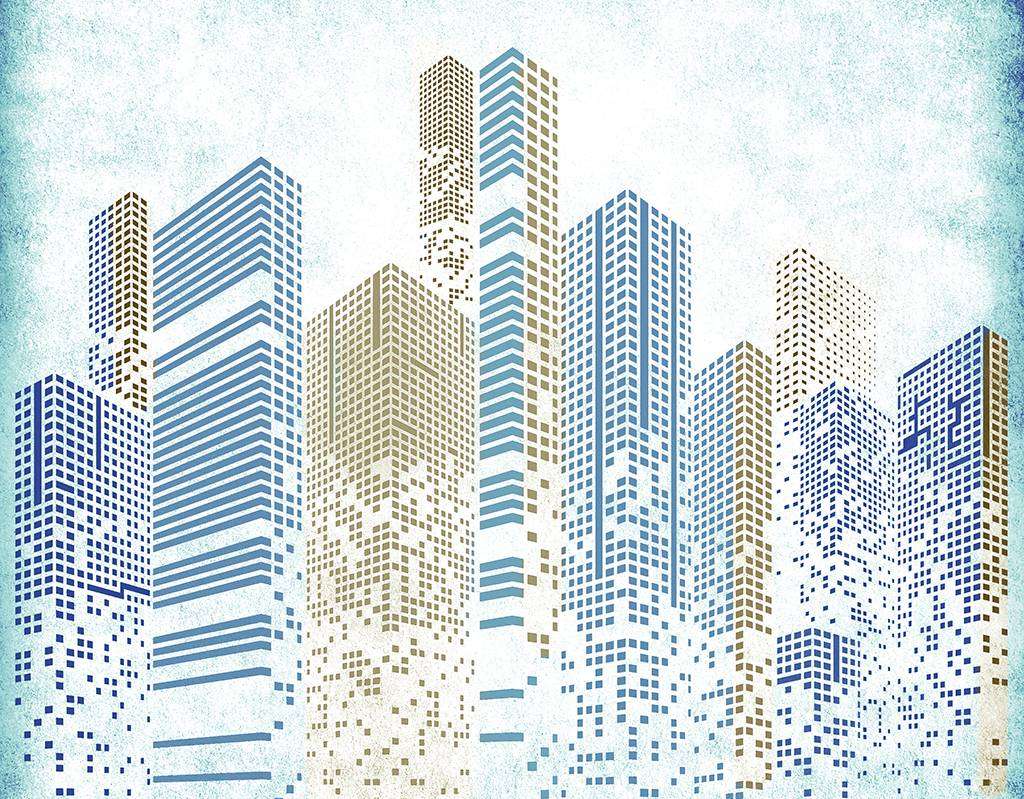 Фотообои в интерьере город 3д  9-1926 фото