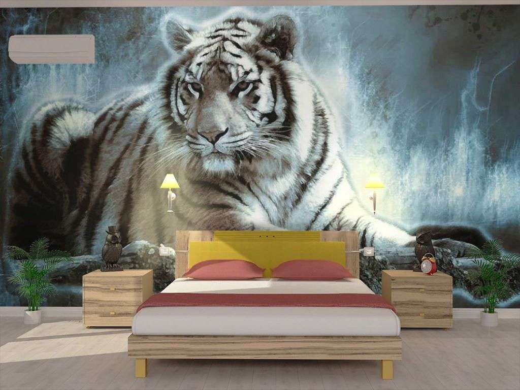 Фотообои в интерьере ночной тигр  17-4182 фото