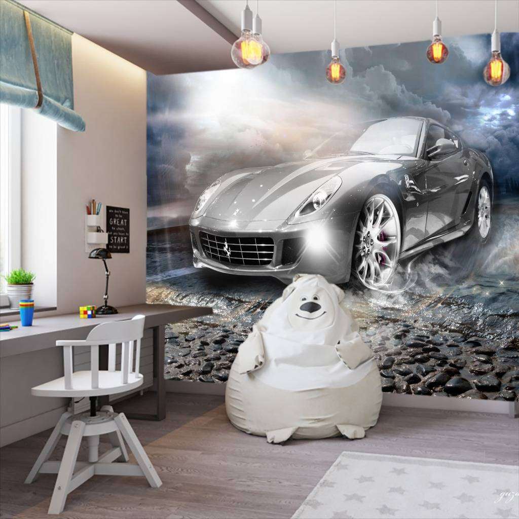 Фотообои в интерьере молниеносная феррари  13-015 фото