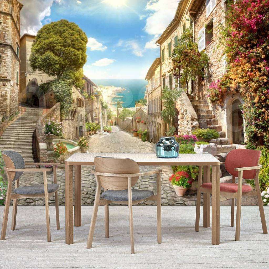 Фотообои в интерьере старинная улочка у моря  11-121 фото