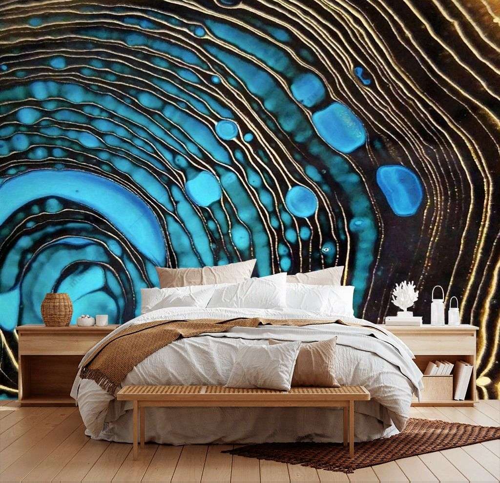 Фотообои в интерьере абстракция маслом флюид арт  9-1430 фото