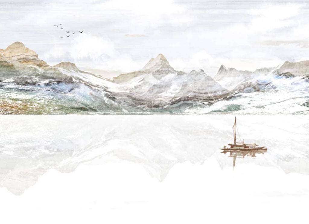 Фотообои в интерьере горы в отражении  15-664 фото