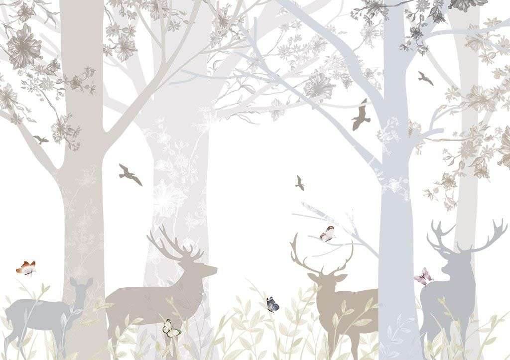 Фотообои в интерьере олени в лесу  14-475 фото